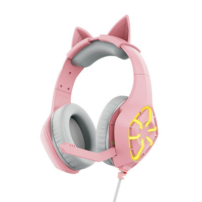 qualidade  Foldable Earphone Over-Ear Radio Stereo Headset With MIC LED Light Compatible With Kids Cat Ear Headphones Smartphones PC Tablet fábrica